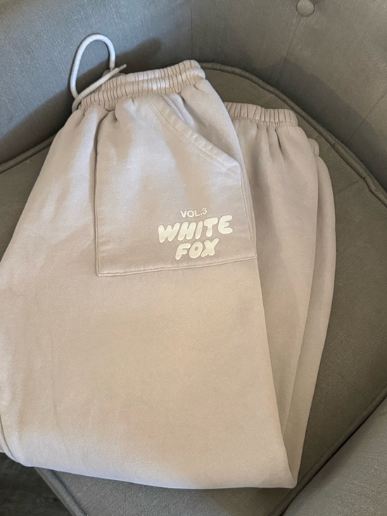 White Fox Boutique Pants - White Fox Boutique Beige Track Joggers